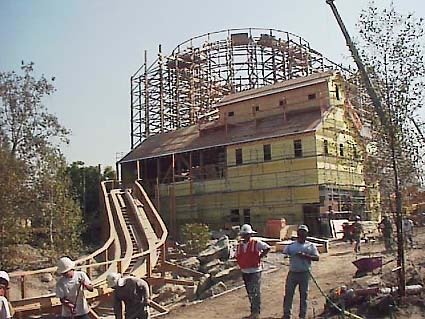 GhostRider rollercoaster construction at Knott's Berry Farm — built with Pick's Lumber materials